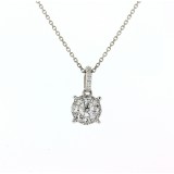 0.59 Cts. 14K White Gold Invisible Set Diamond Pendant With Halo